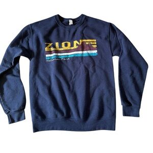 Jerzees Navy Crewneck Sweater with Zion Design